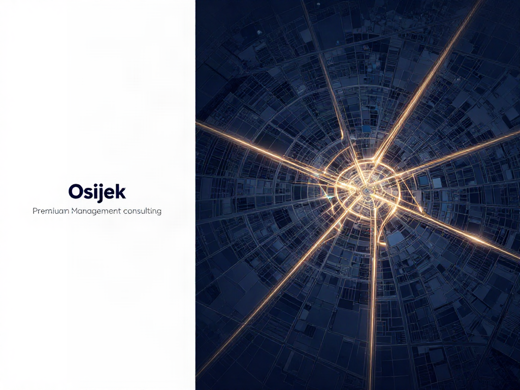 Abstract city grid with strategic routes and data nodes